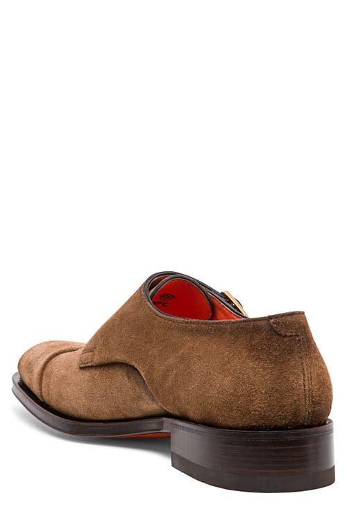 SANTONI Beginner Suede Monk-strap Shoes In Brown Product Image