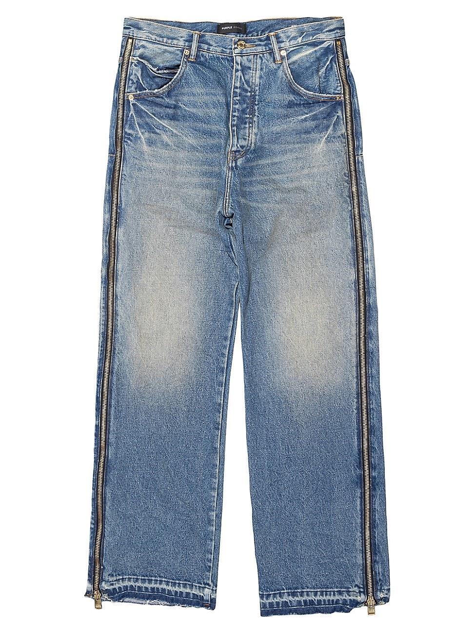 Mens Full Side-Zip Wide-Leg Jeans Product Image