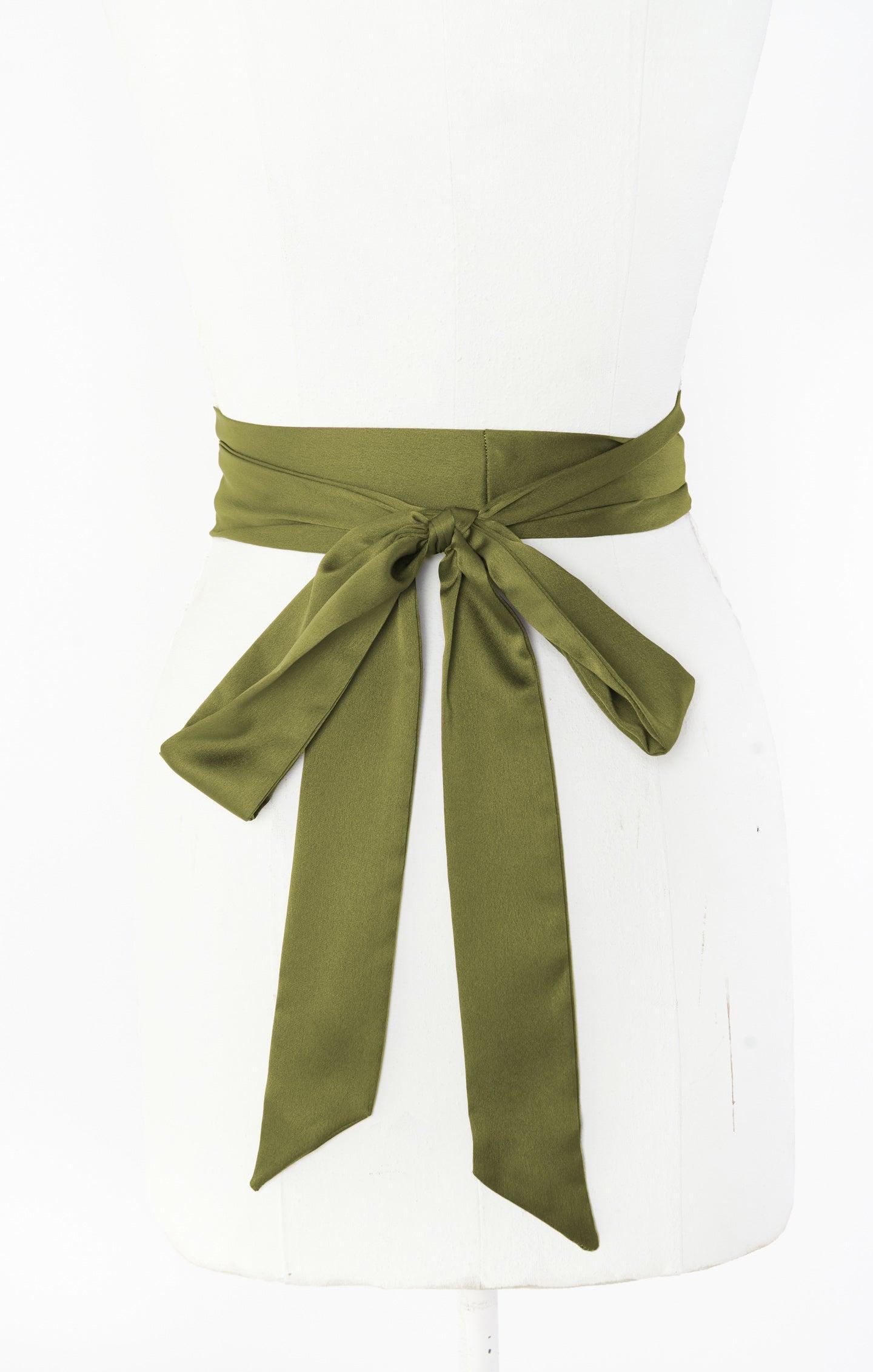 Bridesmaid Sash ~ Rich Olive Luxe Satin Product Image