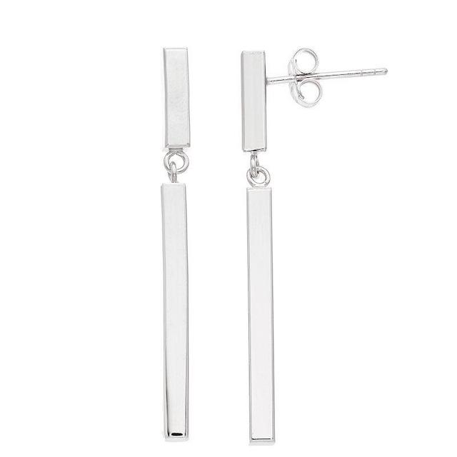 Sterling Silver Double Square Tube Drop Earrings, Womens, Grey Product Image