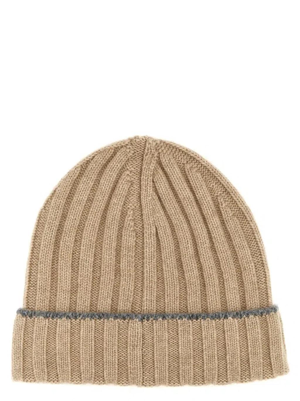 Contrast Line Beanie In Cream product image