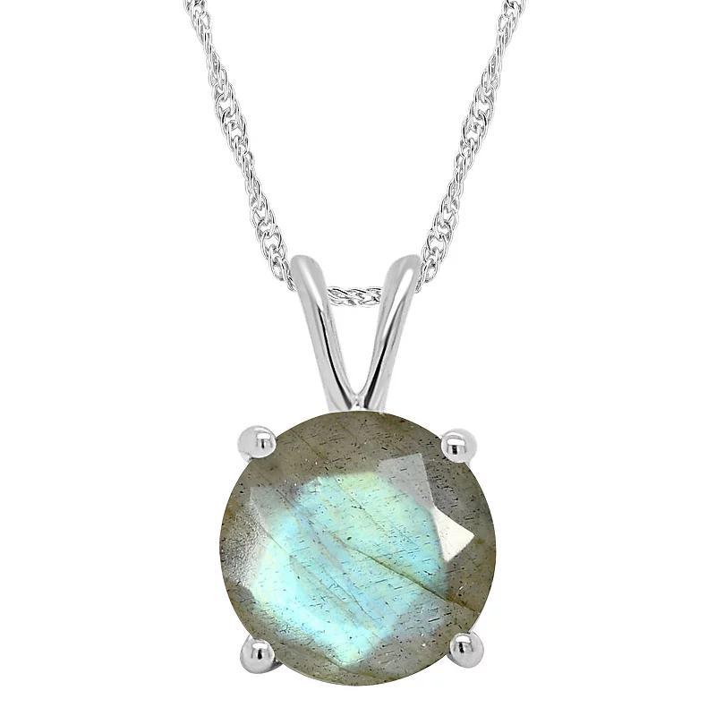 Alyson Layne Sterling Silver Round Labradorite Pendant Necklace, Womens Product Image