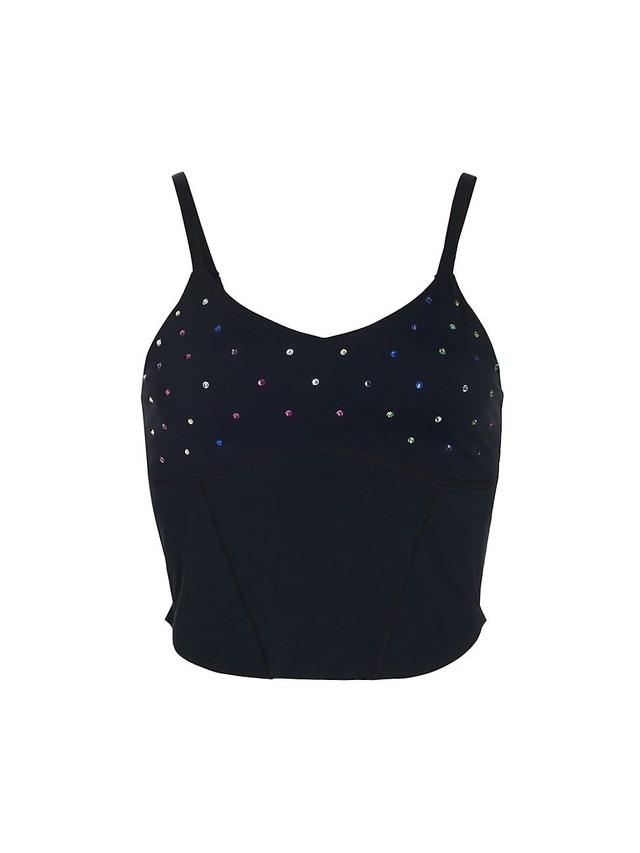 Womens Rhinestone-Embellished Crop Corset Top Product Image