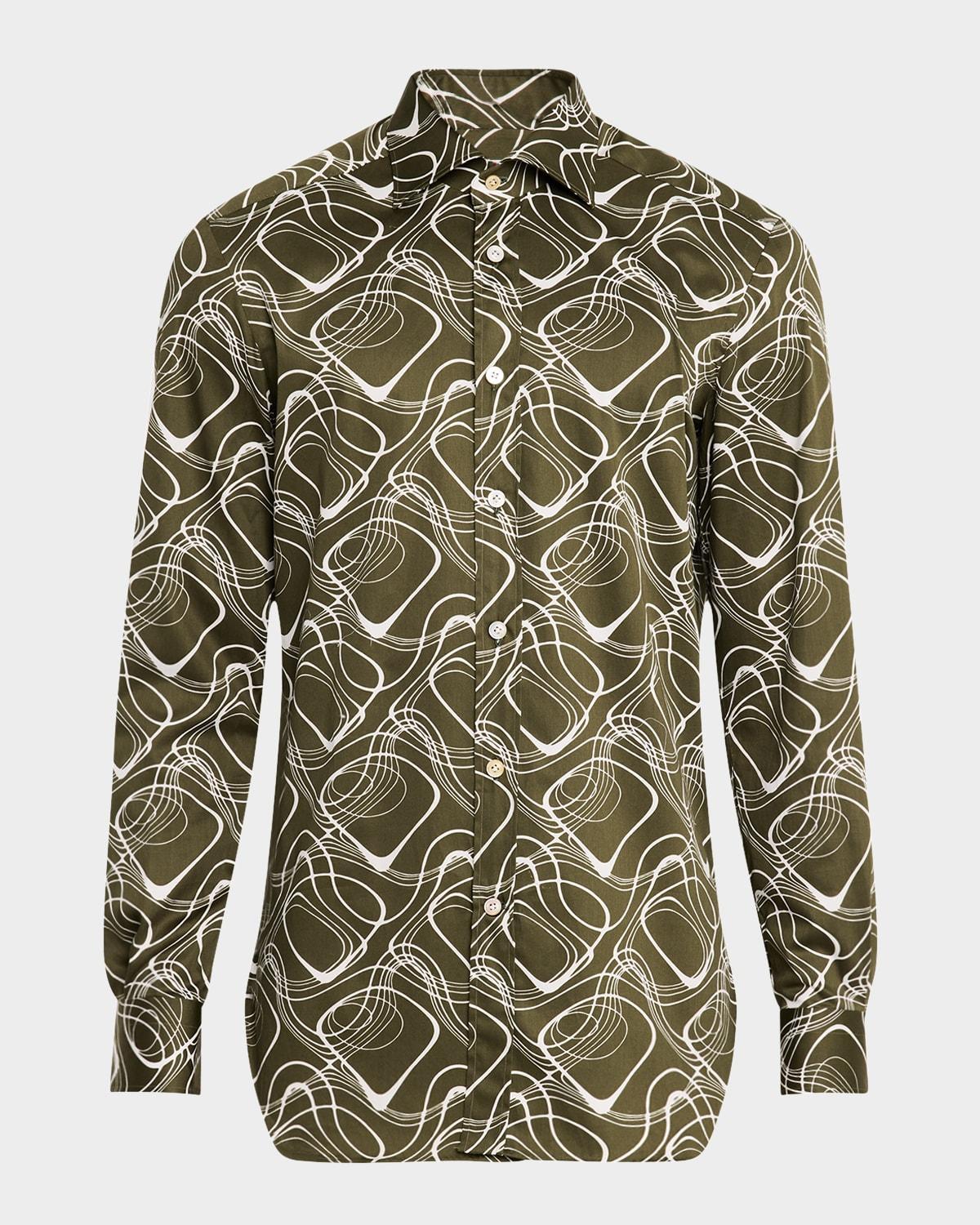 Men's Cotton Wave-Print Sport Shirt Product Image