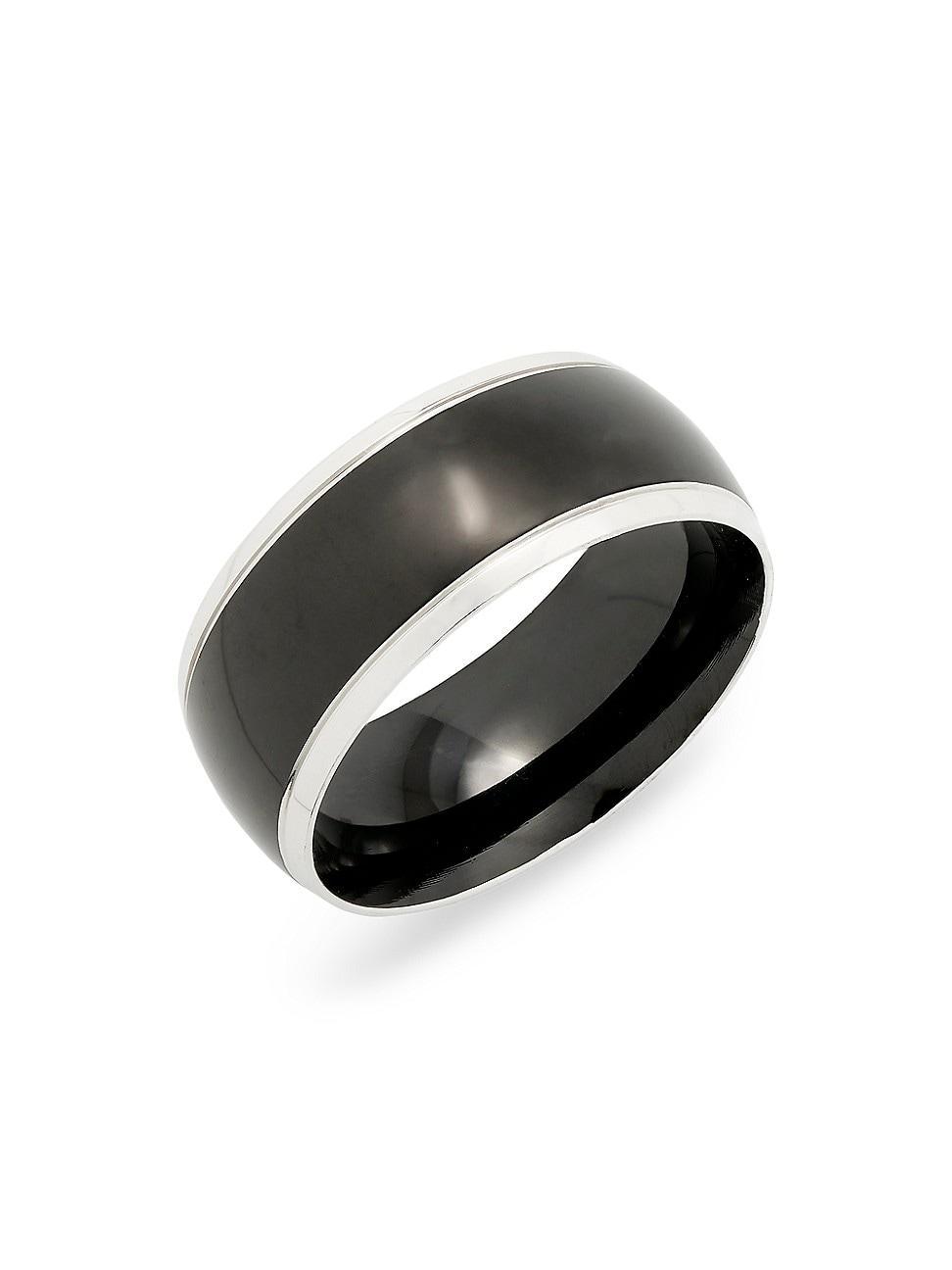 Mens Black Stainless Steel Band Ring Product Image