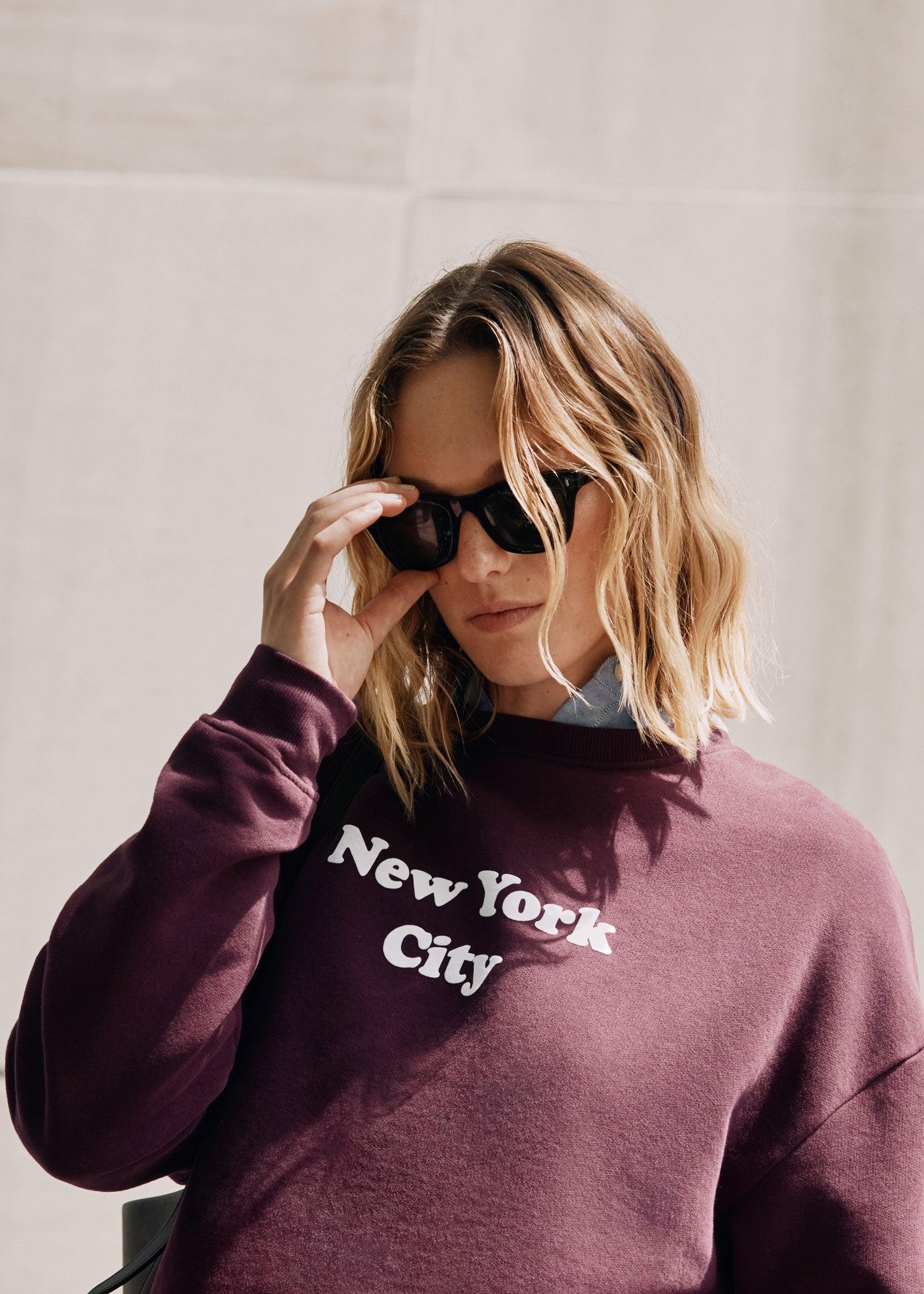 The Oversized New York City Sweatshirt - Merlot Female Product Image