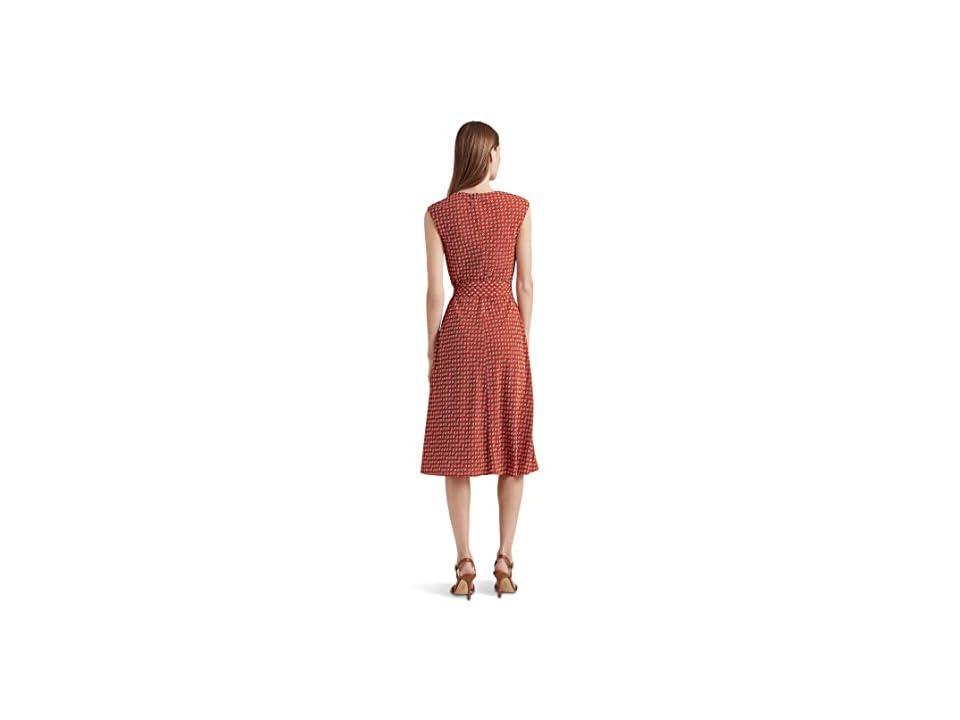 Lauren Ralph Lauren Women's Floral Bubble Crepe Cap Sleeve Dress, Red, 12 Product Image