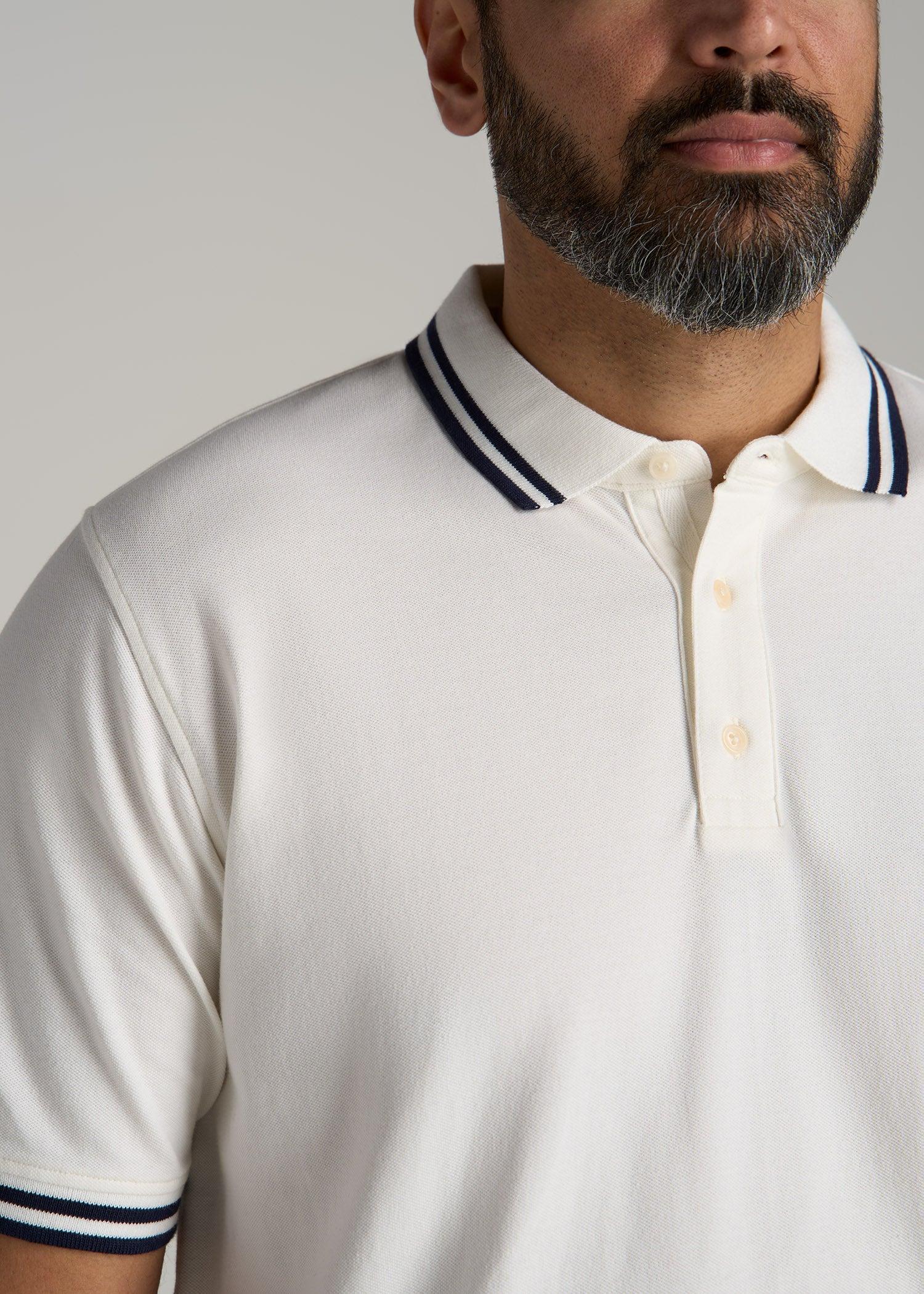 Contrast Tipped Polo Men's in Ecru Male Product Image