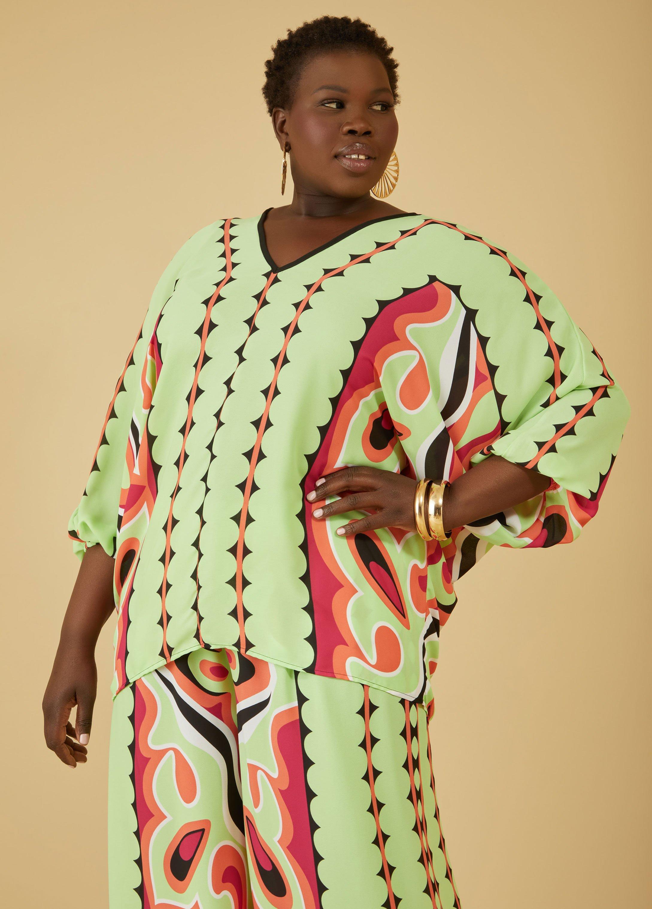 Plus Size Abstract Crepe Blouse, - Ashley Stewart Product Image