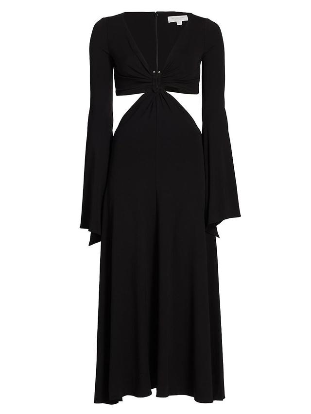 Womens Bell-Sleeve Cut-Out Midi-Dress Product Image