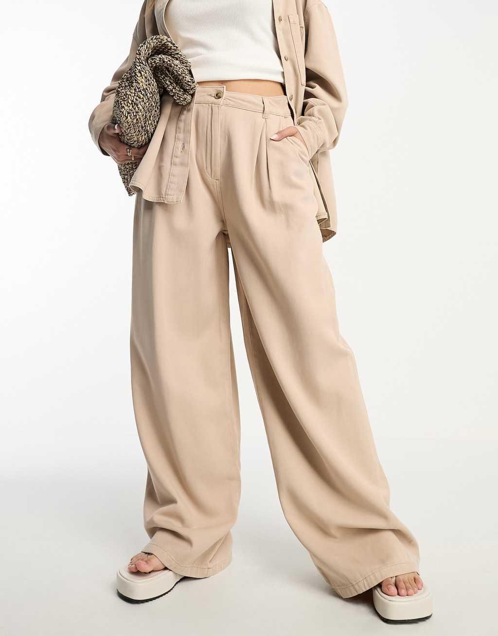 ASOS DESIGN wide leg pants in soft twill - part of a set Product Image