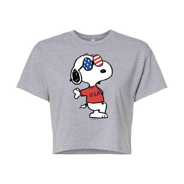 Juniors Peanuts USA Snoopy Cropped Tee, Girls Product Image