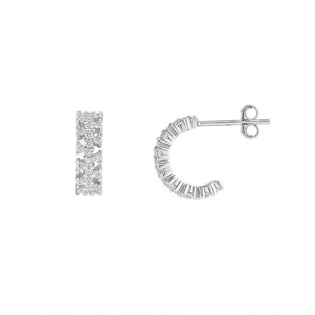 PRIMROSE Sterling Silver Cubic Zirconia Cluster C-Hoop Earrings, Womens, Grey Product Image