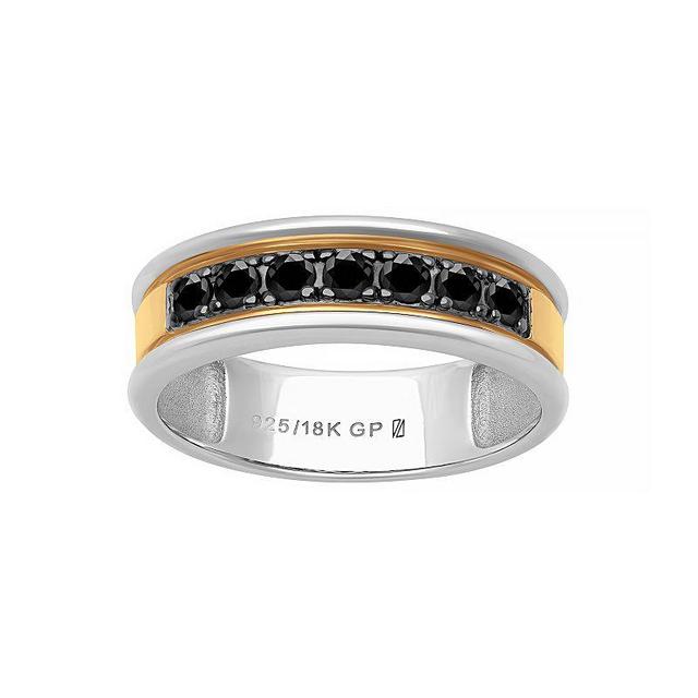 Mens AXL 18k Gold-Plated Silver Black Sapphire Ring Gold Tone Product Image