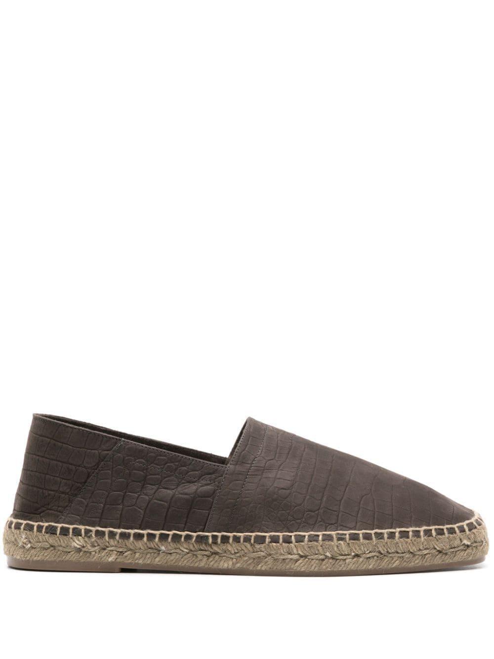 TOM FORD Embossed-crocodile Leather Espadrilles In Brown Product Image