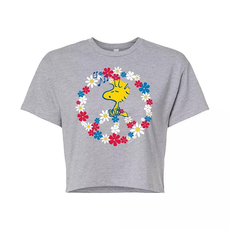 Juniors Peanuts Peace Americana Cropped Graphic Tee, Girls Product Image