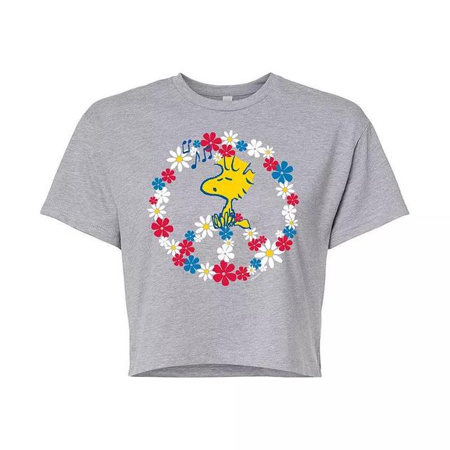 Juniors Peanuts Peace Americana Cropped Graphic Tee, Girls Product Image