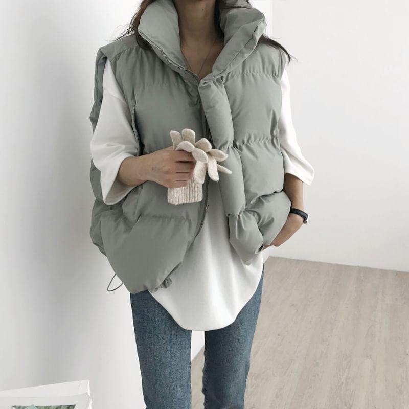 Plain Zip Puffer Vest Product Image