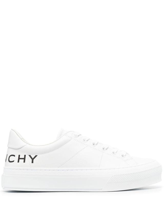 logo-print leather low-top sneakers Product Image