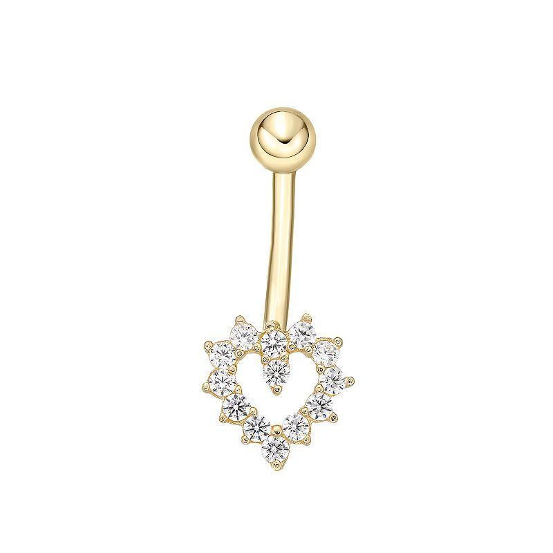 Lila Moon 14k Gold Cubic Zirconia Heart Belly Ring, Womens, Yellow Product Image