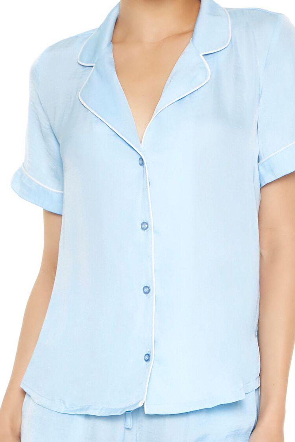 Piped-Trim Shirt & Shorts Pajama Set | Forever 21 Product Image