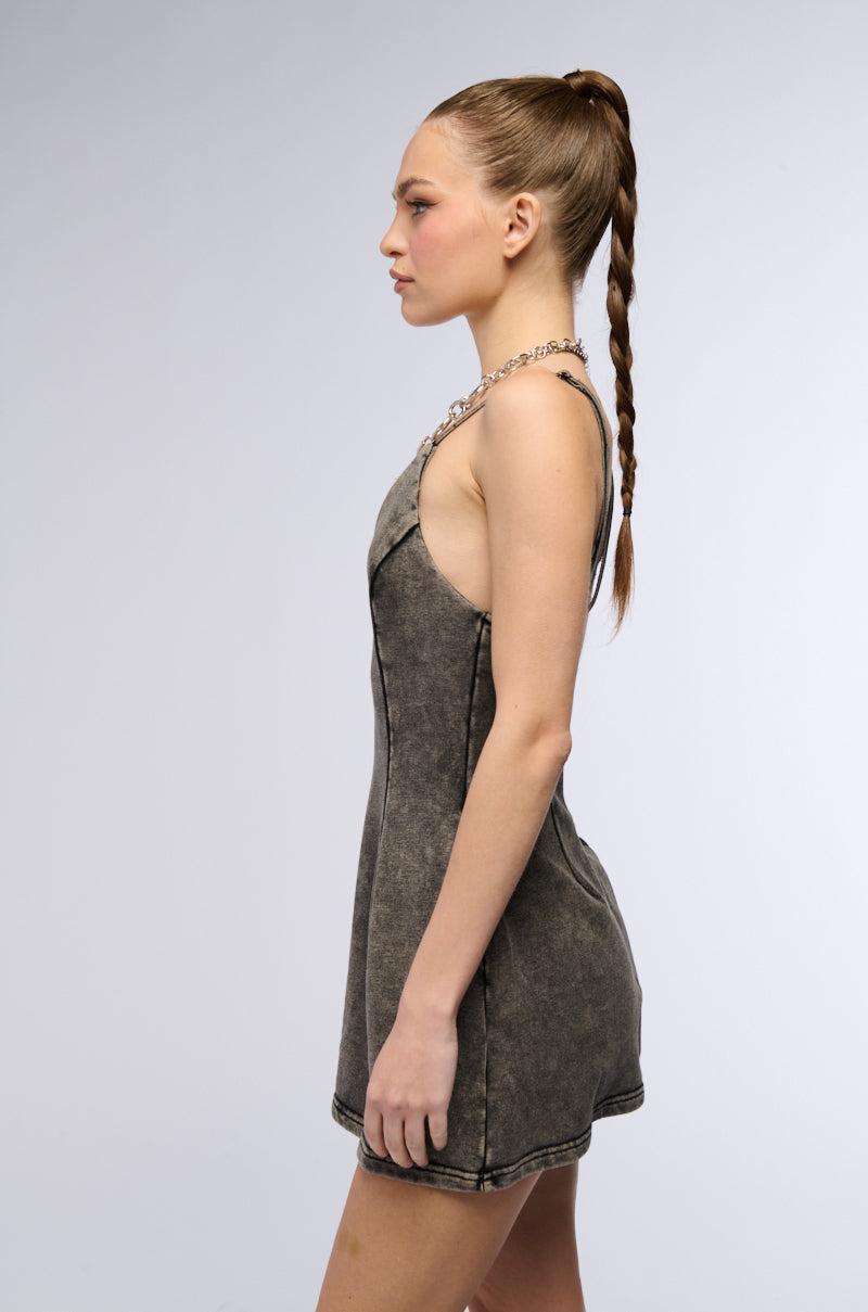 COMFY AND SNATCHED MINERAL WASHED MINI DRESS Product Image