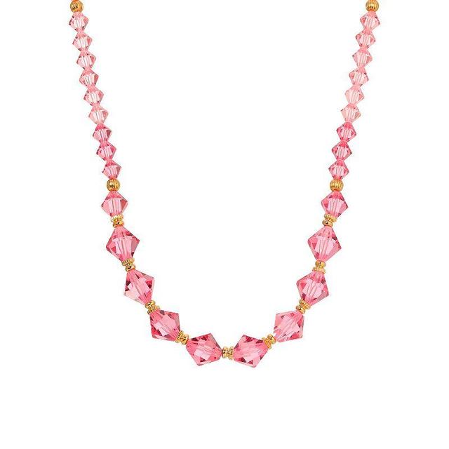 1928 Gold Tone Pink Lantern Crystal Necklace, Womens Product Image