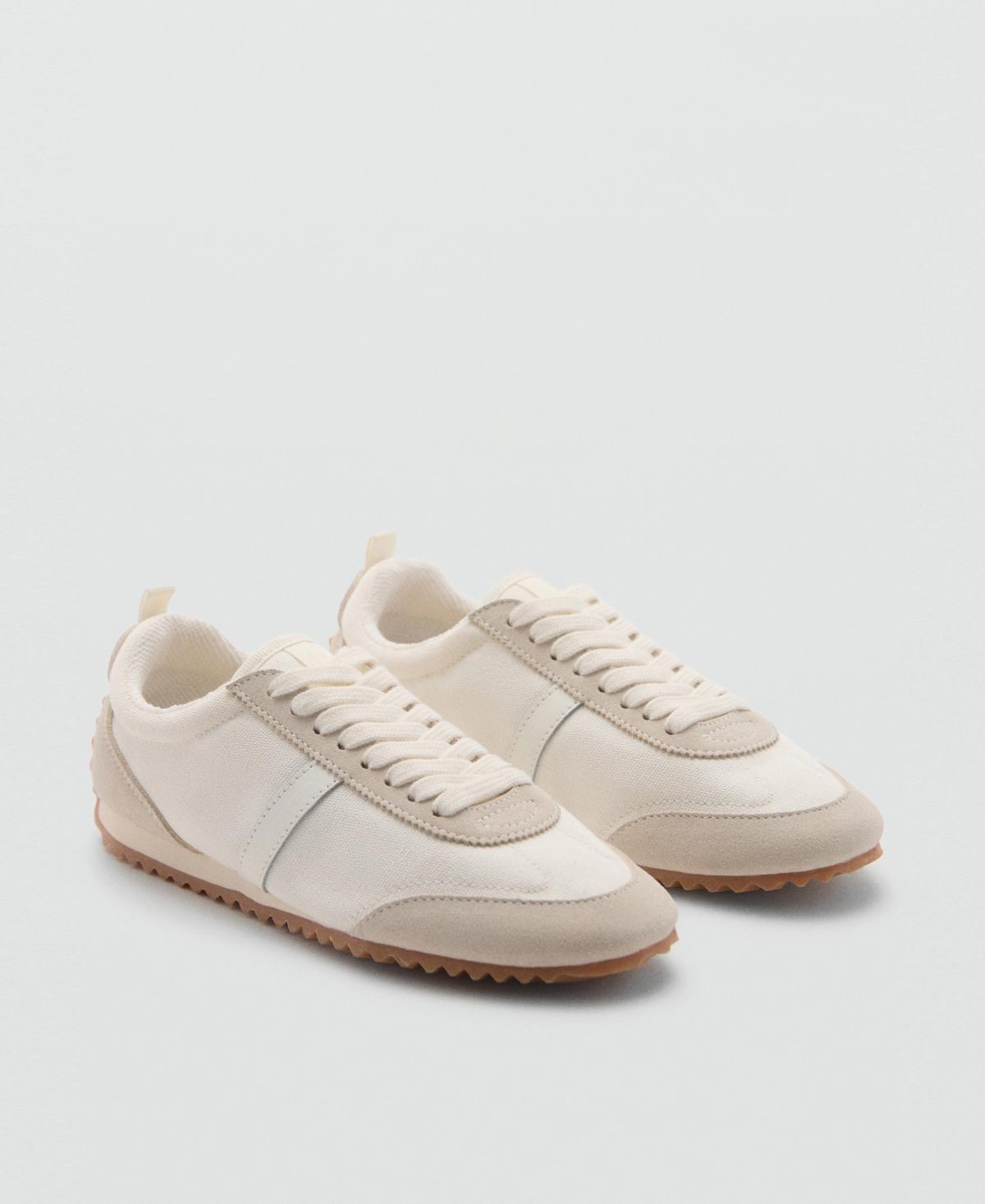 Mango Womens Leather Panels Canvas Sneakers product image