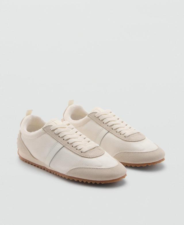 Mango Womens Leather Panels Canvas Sneakers Product Image