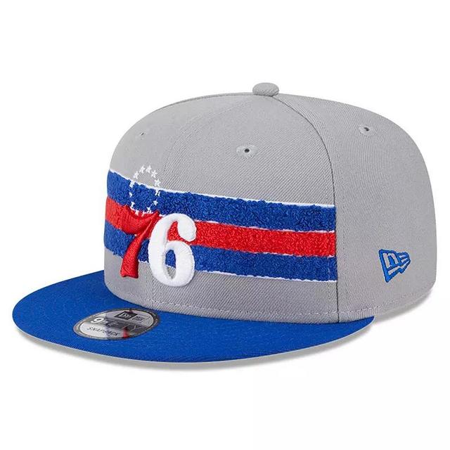 Mens New Era Gray Philadelphia 76ers Chenille Band 9FIFTY Snapback Hat Product Image