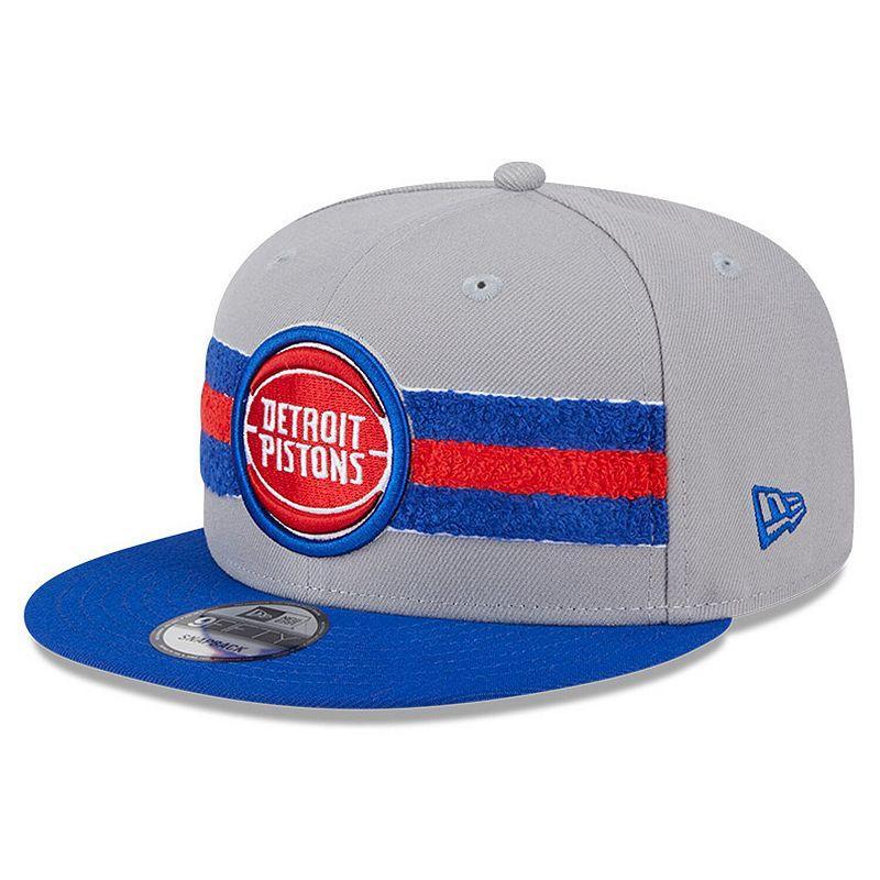 Mens New Era Gray Detroit Pistons Chenille Band 9FIFTY Snapback Hat, Grey Product Image