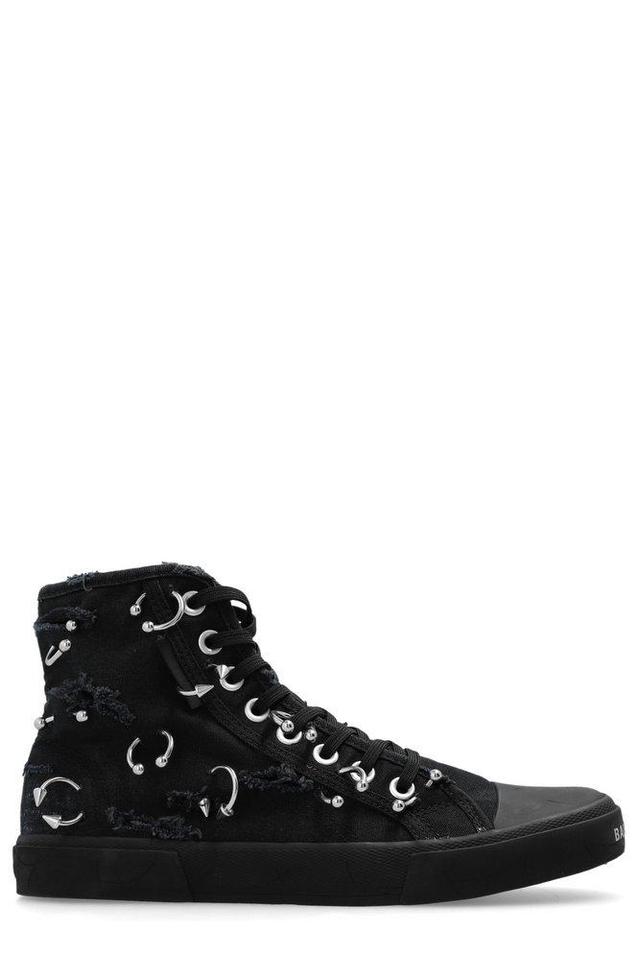 BALENCIAGA Paris Embellished High-top Sneakers In Black Product Image