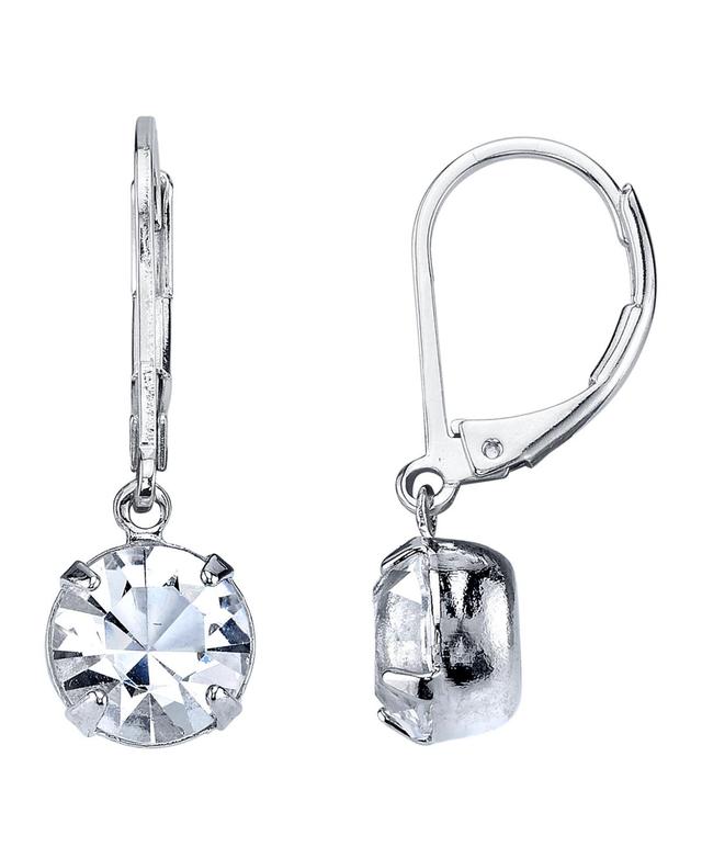 1928 Crystal Silver-Tone Drop Earrings, Women's, Grey - Size: One Size Product Image