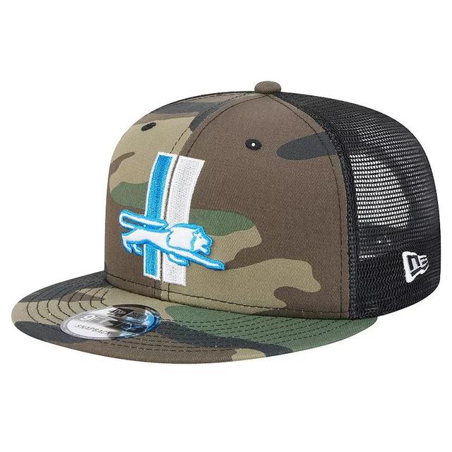 Mens New Era Camo Detroit Lions Alternate Logo Main Trucker 9FIFTY Snapback Hat Product Image