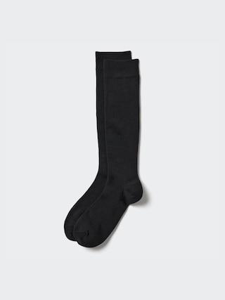 Mens Wide Ribbed Knee High Socks with Deodorizing Black US8-US11 UNIQLO US Product Image