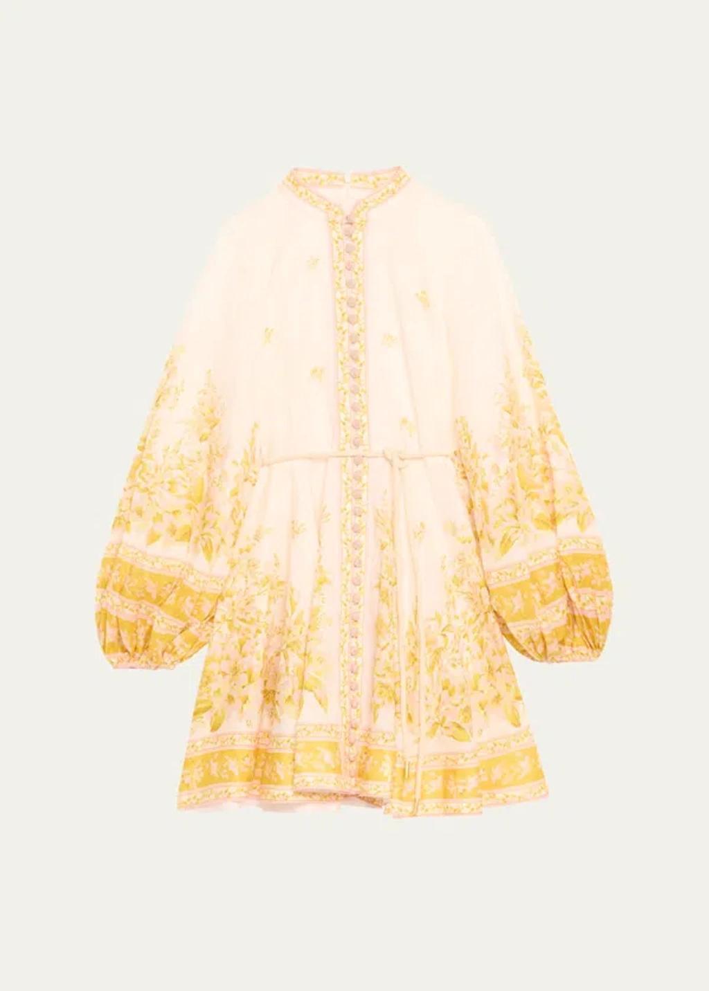 ZIMMERMANN Golden Buttoned Mini Dress In Neutro Product Image