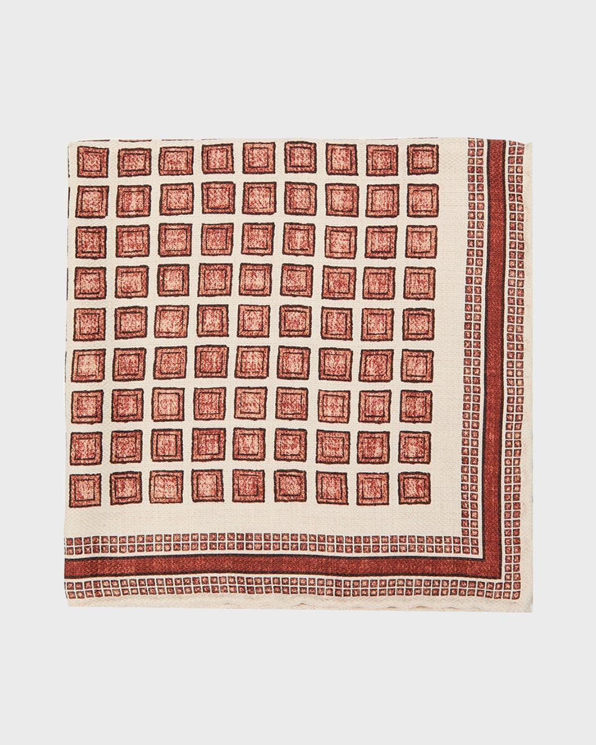 Men's Geometric Design Silk Pocket Square Product Image