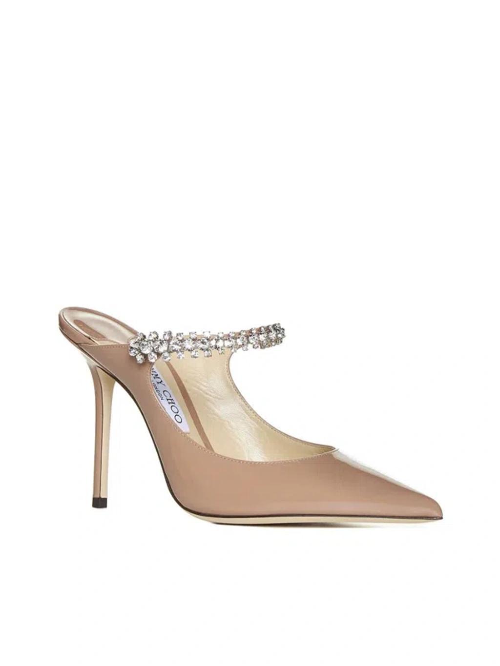 JIMMY CHOO Bing 100 Crystal-embellished Patent-leather Mules In Ballet Pink Product Image