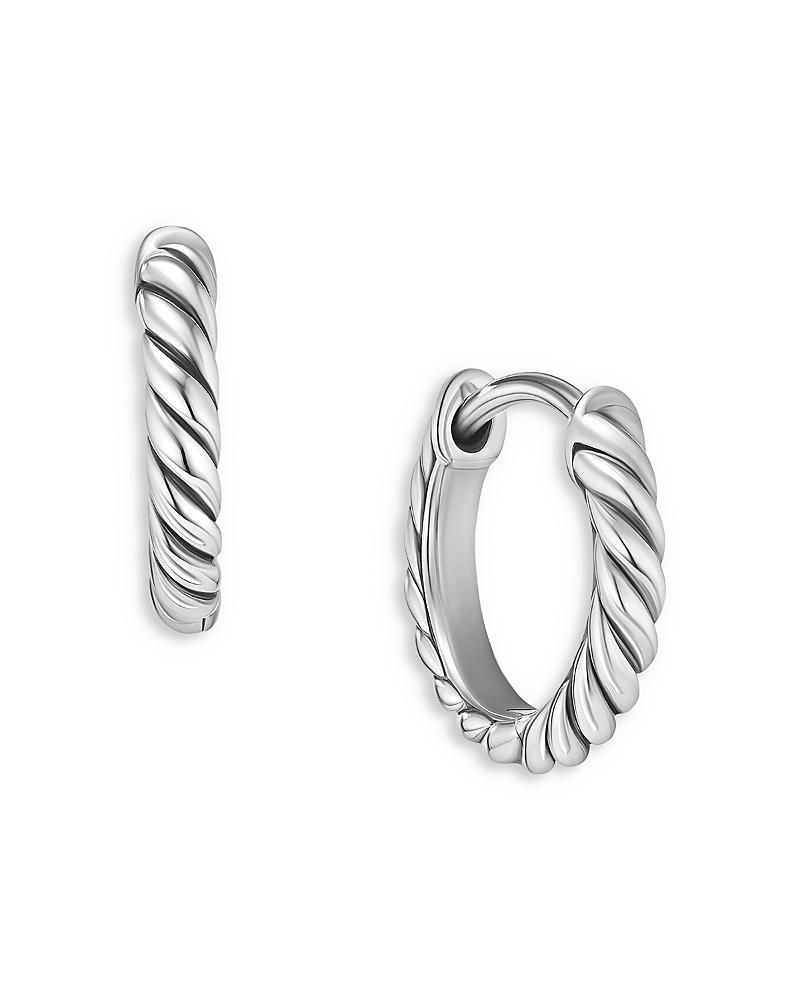 Womens Sculpted Cable Huggie Hoop Earrings In Sterling Silver Product Image