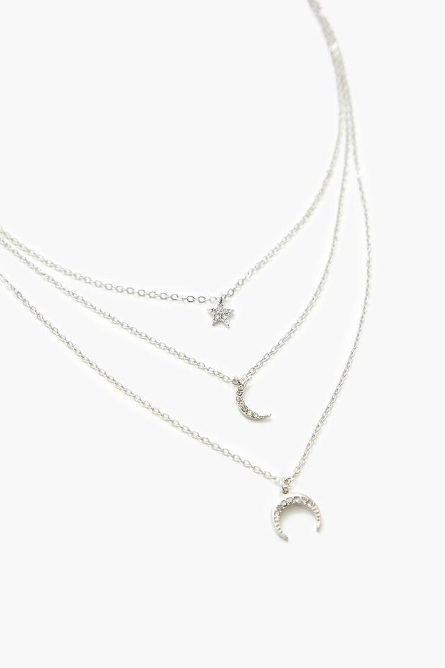 Layered Rhinestone Moon Necklace | Forever 21 Product Image