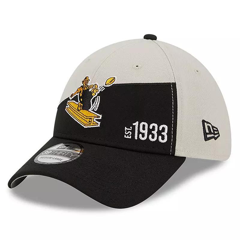 Mens New Era Cream/Black Pittsburgh Steelers 2023 Sideline Historic 39THIRTY Flex Hat Product Image