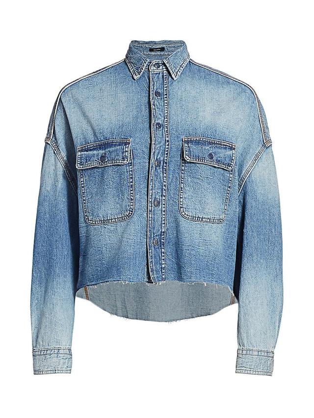 Womens Cropped Denim Shirt Product Image