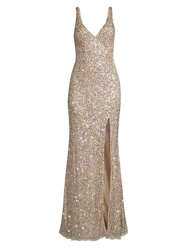 Womens V-Neck Sequin Sheath Gown Product Image