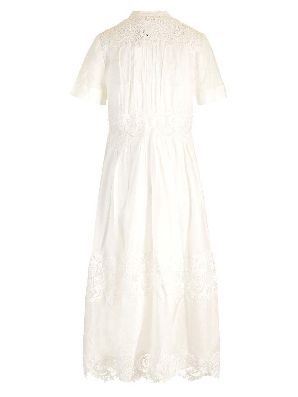 Pop Lace-trimmed Cotton Midi Dress In Ivory Product Image