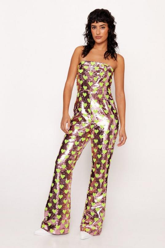 Premium Heart Sequin Tailored Jumpsuit  Product Image