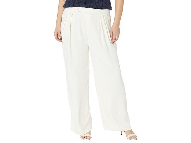 Lauren Ralph Lauren Plus Size Pleated Georgette Wide-Leg Pants (Mascarpone Cream) Women's Casual Pants Product Image