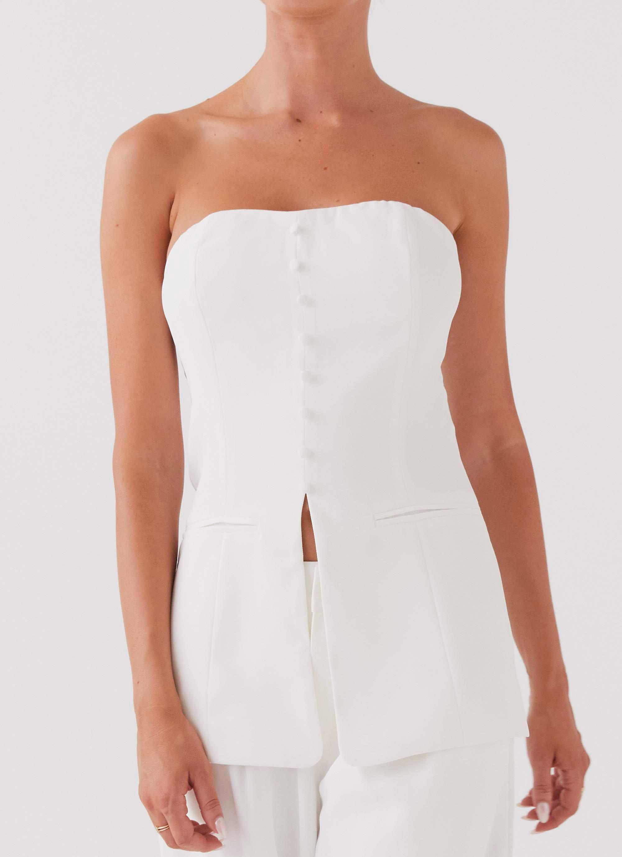 Riveria Tailored Strapless Top - Ivory Product Image