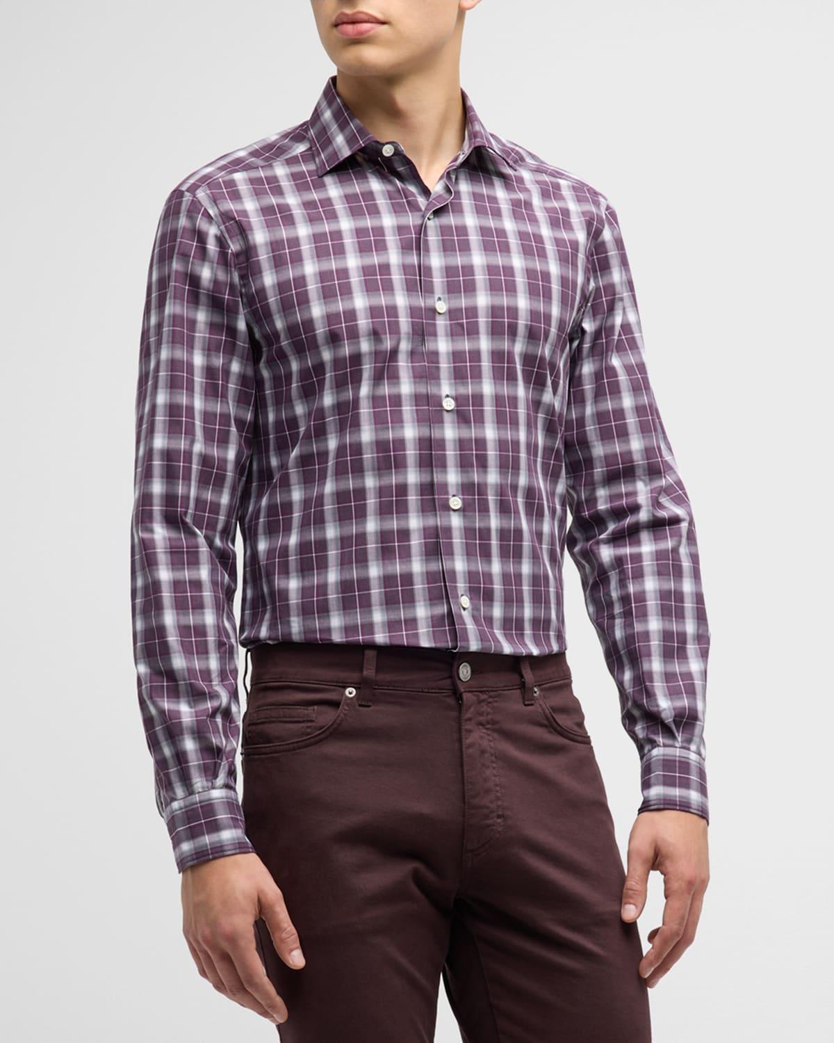 Mens Cotton Check-Print Sport Shirt Product Image