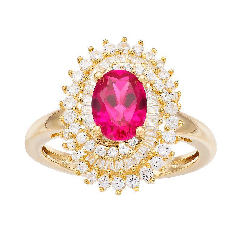 10k Gold Gemstone & 5/8 Carat T.W. Diamond Ring, Womens Red Product Image