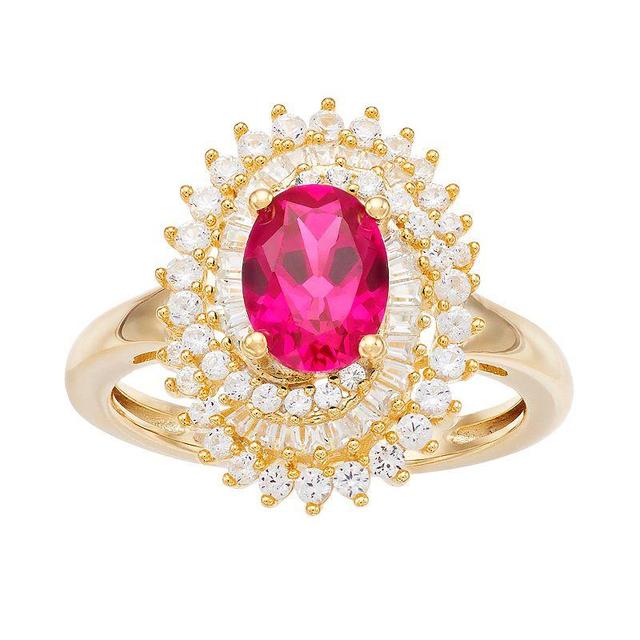 10k Gold Gemstone & 5/8 Carat T.W. Diamond Ring, Womens Red Product Image